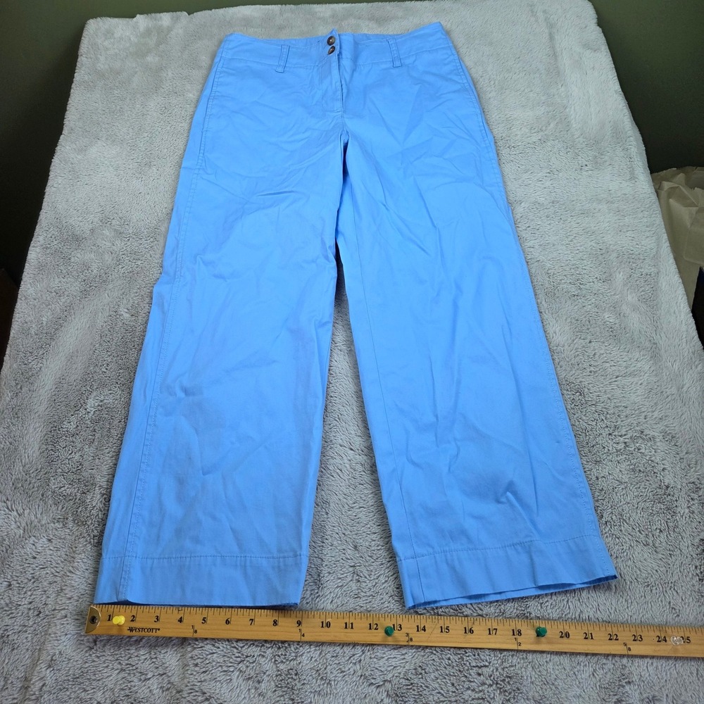 Talbots New England Chino Pants Womens Sz 8 Wide Leg Cotton Twill Sky Blue Pants